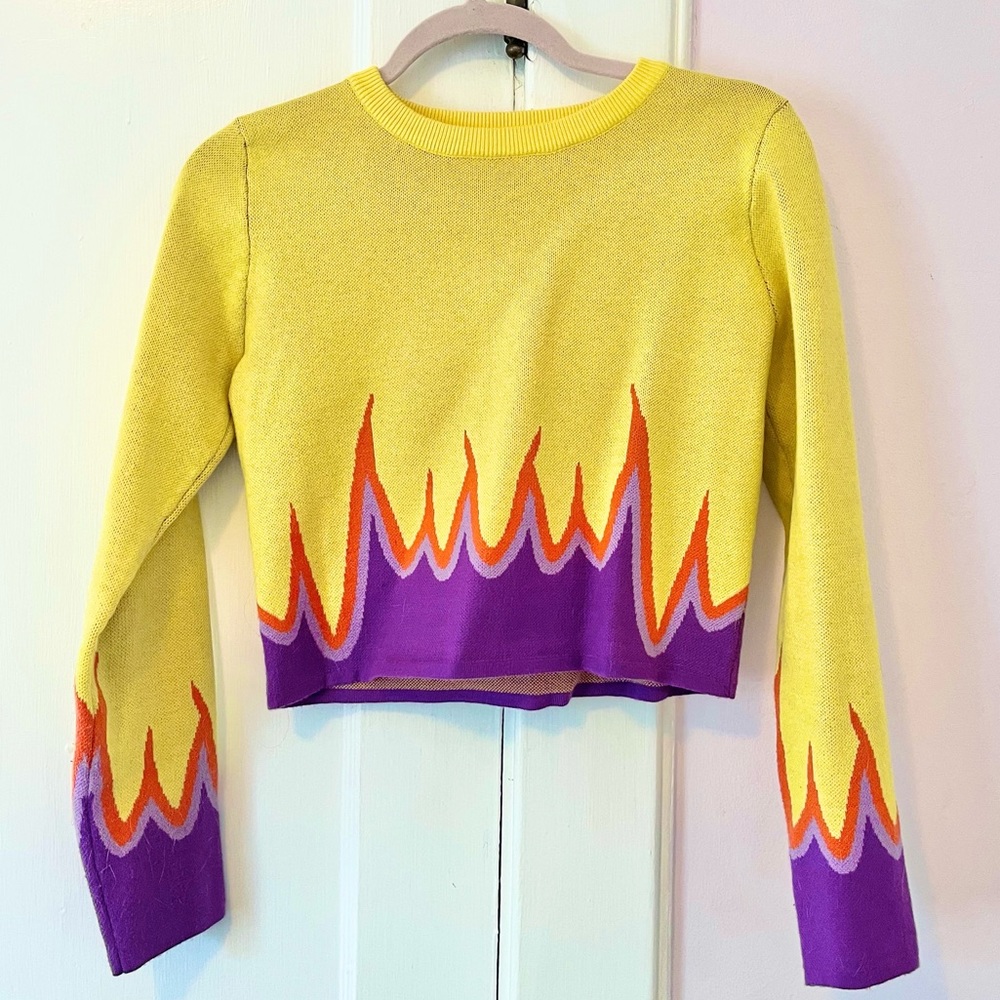 Yellow fire designed long sleeve SIZE S